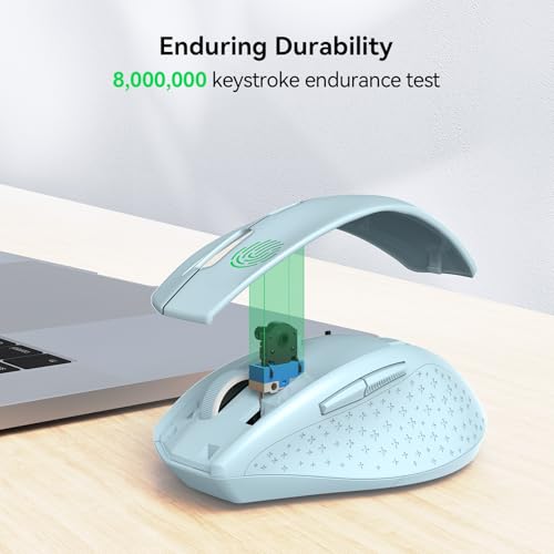 Image of TECKNET Wireless Mouse, 2.4G USB Computer Mouse with 6-Level Adjustable 4800 DPI, 30 Months Battery, Ergonomic Grips, 6 Buttons Portable for PC, Chromebook, Mac - Lightblue