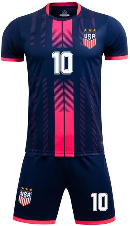Miniatura 7 de Casmyd Camiseta de fútbol de EE. UU. + pantalones cortos para hombre, copa mundial #10 Puli'sic de fútbol americano, kit de camisetas para fanáticos