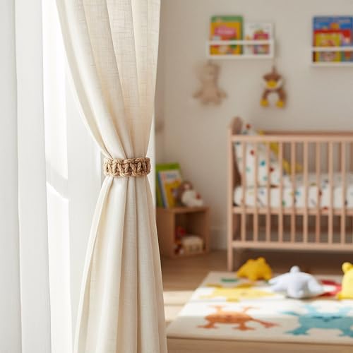 TIESOME 4 Stück Geflochtener Vorhang Raffhalter, Boho Vorhang Raffhalter, Eflochtene Gardinenhalter Handgefertigte Vorhangbinder Für Office Wohnzimmer Schlafzimmer Dekorative Vorhänge