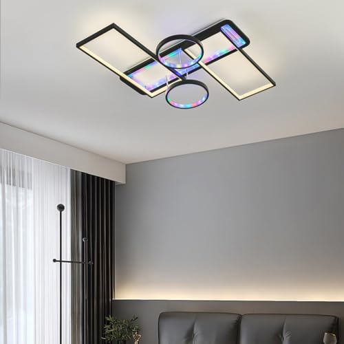 Plafonnier LED rectangle moderne YUPIN RGB dimmable à télécommande pour salon - 6