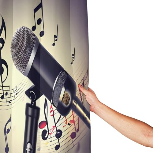 Rideau de douche polyester notes de musique 183x183 cm avec 12 oeillets