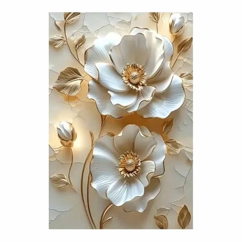 Fleurs blanches arrangement art mural d'exception TERUEA 70x100