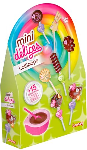 Lansay - Mini Delices Lollipops - Coffret Création 15 Sucettes Chocolat pour Enfants dès 6 Ans - Kit Patisserie sans Cuisson - Prêt à Offrir avec Emballages - Idée Activité Manuelle Anniversaire