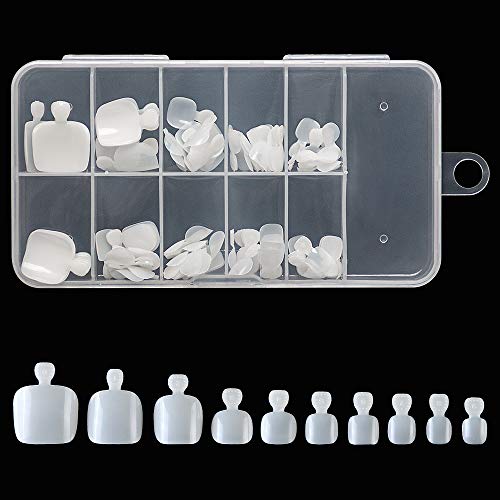 Geisofu 100PCS Toe Nail Tips, Acrylic False Fake Toe Nail Tips for Manicure Nails Art Salons & Home DIY (Natural-1)