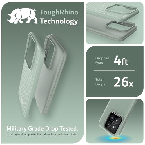 Image of TUDIA DualShield Grip Designed for Xiaomi 14 5G Back Cover (2024), [MergeGrip] Military Grade Dual Layer Shockproof Slim Tough Heavy Duty Protection - Green Lily
