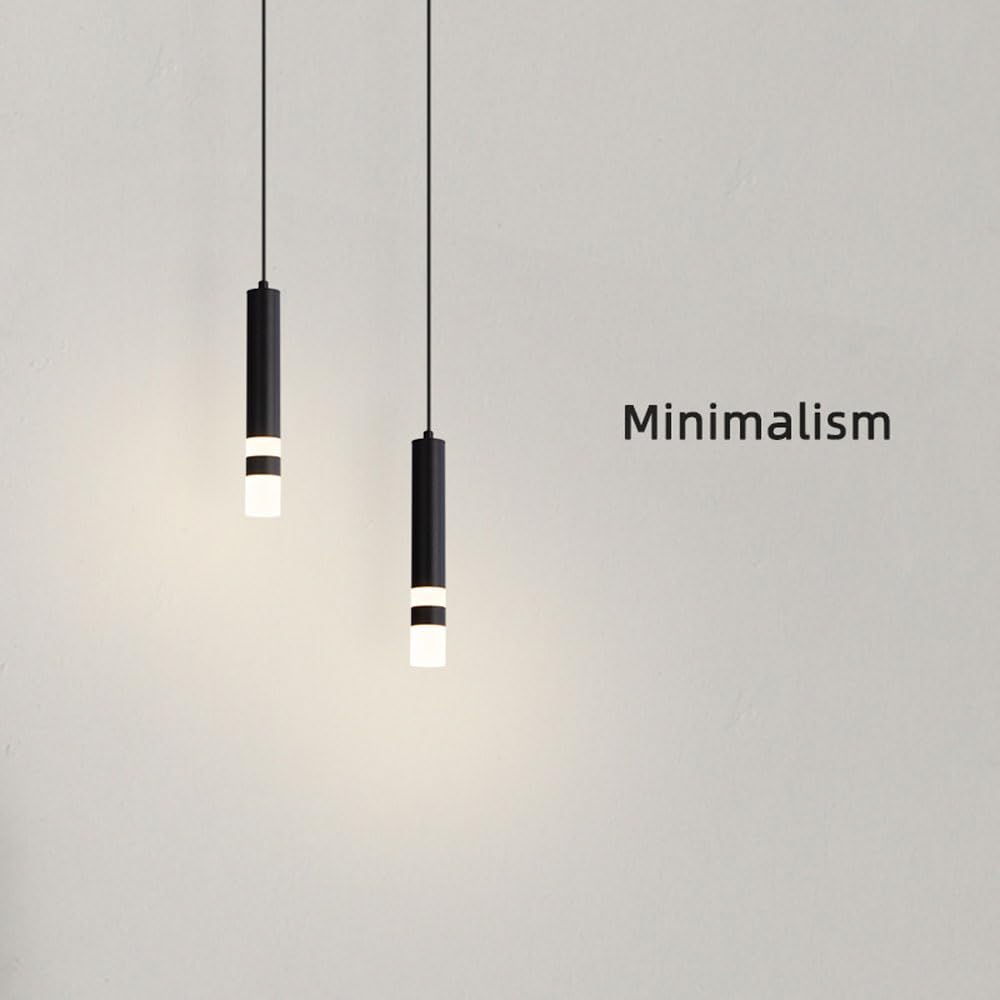 Proste czarne nowoczesne lampy wiszące, zintegrowana akrylowa lampa wisząca LED 3000K z ciepłą, jasną bańką, podświetlane lampy wiszące sufitowe nad zlewem na wyspie kuchennej (3 szt.)