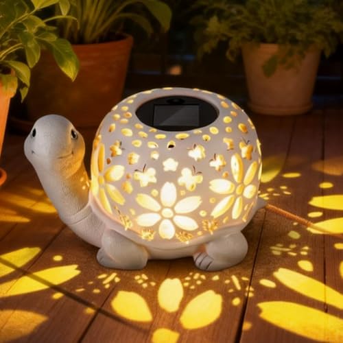 Tortue Solaire, Statue Tortue Jardin Extérieur Deco Lampes Led Solaire, Figurines De Jardin En Forme De Tortue En Résine, Figurines De Jardins Solaires À...