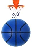 Rikopin(リコピン) サイレントバスケットボール サイレントボール ゴール付き 3号 ウレタンフォーム製 おもちゃ 子供用 スポンジ 室内 スポーツ バスケットボール 【3号-ブルー-ゴール付き】