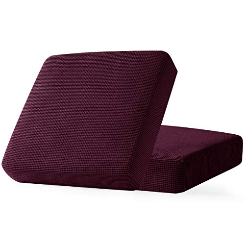 Image of CHUN YI 2PC Stretch Couch Cushion Covers, Sofa Seat Slipcovers Suitable for Armchair Loveseat Sofa with Spandex Jacquard Fabric(2pc,Dark Magenta)