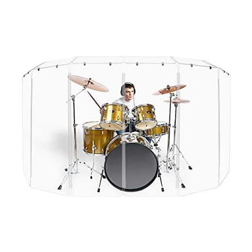 Pennzoni Display Co. Drum Shield with Living Hinges & Deflectors, Comes with 6 Drum Panels (4ft), 6 Deflectors, Crystal Clear Acrylic Panels