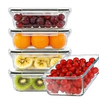 Nuyies 5 Pack 1040ML Glass Food Storage Containers with Lids,Meal Prep BPA-Free Container Glass,Microwave,Freezer,Oven Safe Lunch Containers