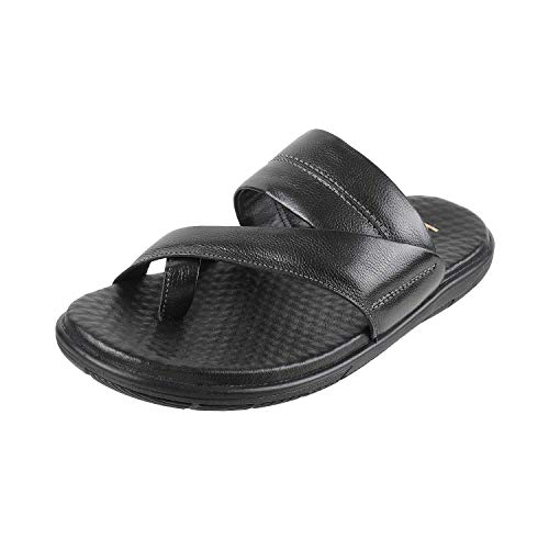 Image of Metro Men's Comfy Casual Faux Leather Stylish Toe Ring Slippers