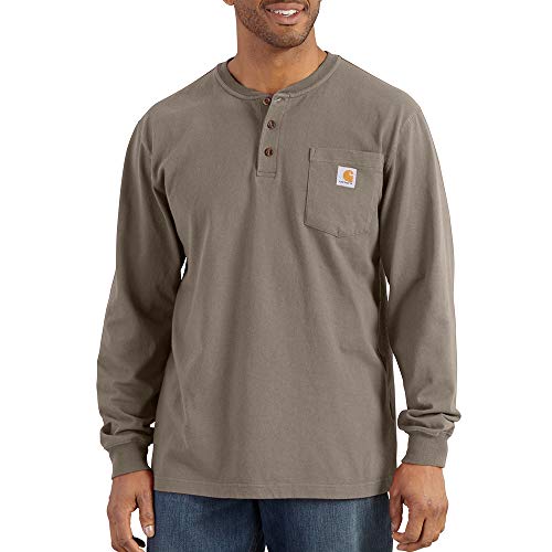 Carhartt Herren-T-Shirt, lockere Passform, schwer, langärmelig, Henley-T-Shirt mit Tasche, Wüste, XL – Ansicht 2