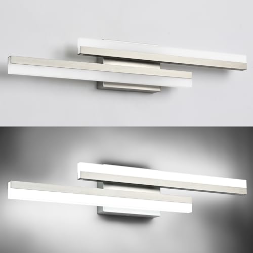 Image of PRESDE 24 Inch LED Bathroom Vanity Light Bar, Modern Brushed Nickel Wall Lighting Fixture Over Mirror