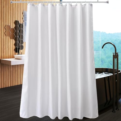 hzkais White Shower Curtain Mould Proof and Mildew Resistant Washable Bathroom Curtains Shower Curtain for Bathroom Bath Curtains with Hooks 180 x 180 cm (71 x 71 Inch)