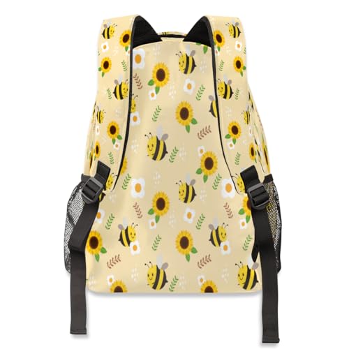 Sac à dos décontracté feuilles d'abeilles grand volume pour étudiants et voyageurs