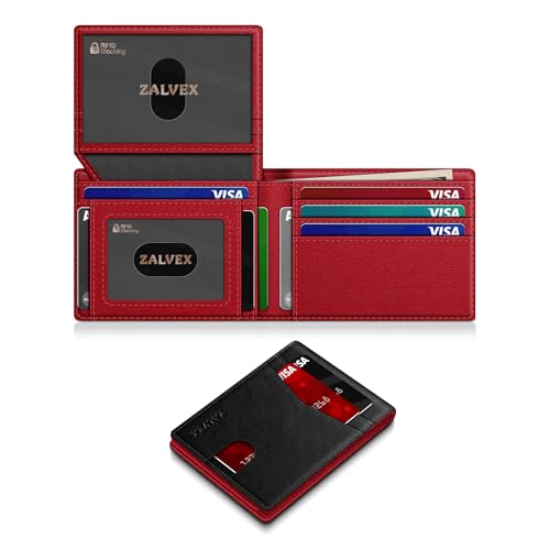 Image of Wallet for Men Slim RFID Blocking Leather Credit Card Holder Wallet for 14 Cards, Bifold Minimalist Thin Wallet with 2 ID Windows & Cash Slot, Front Pockt Carteras Para Hombres, Birthday Gifts for Men