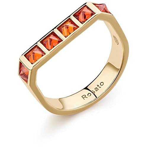 Bague femme argent 925 plaqué or jaune avec zircones orange Rosato Cubica RZCU97A