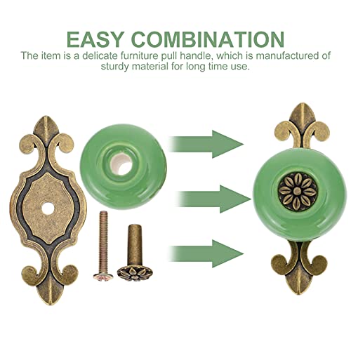 ULTECHNOVO 4Pcs Puxadores de Cerâmica Do Vintage Liga de Zinco Gabinete Armário Roupeiro Gaveta Port