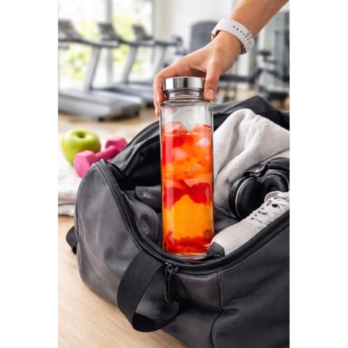 Image of Glassbunny 750ml Leak-Proof Airtight Stainless Steel Lid Glass Water Bottle for Water, Smoothie, Juices - Reusable Travel Drinking Fridge Bottle Pack of 1