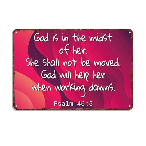 BGUXIG Vintage Metal Signs God Will Help Psalm 465 Posters Wall Art Print for Office Dorm Man Cave Garage Decor 8X12inch