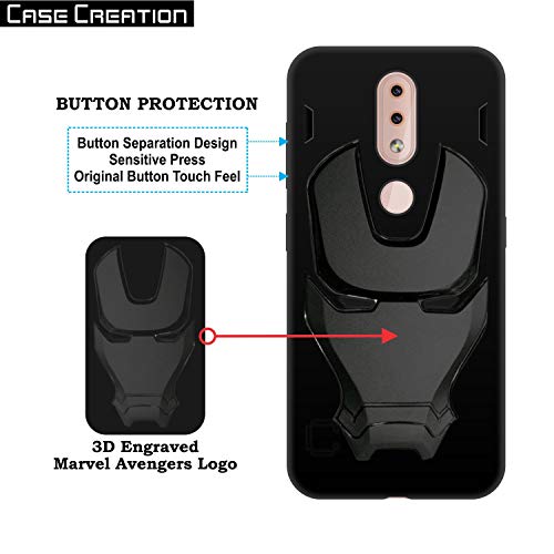Image of COVERLY Official 3D Touch Feel Trending Avengers Logo Mask Soft Rugged Grip Silicone Iron Man Super Power Cartoon Movie Engraved Silicone Matte Back Cover for Nokia 4.2 (2019) -HD Black Avenger