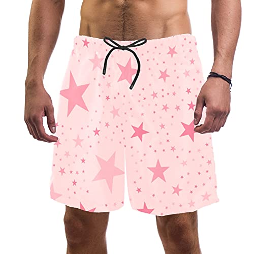 Short de bain pour homme avec 2 poches motif Étoiles roses taille XXXXL à L