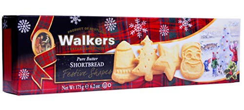 Walkers Shortbread Festive Shapes Shortbread Holiday Cookies, 6.2 Ounce Box (Pack of 4)