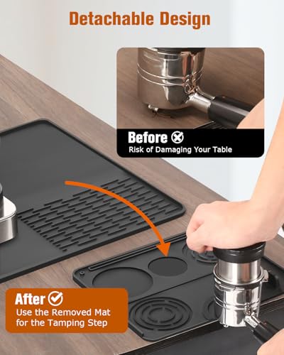 Image of Silicone Coffee Maker Mat for Ninja Luxe Espresso Coffee Machine ES601 /ES701 & Most Home Espresso Machines - 23 inchx15 inch Large Anti-Slip Heat-Resistant Bar Mat - Accessories for Ninja Luxe Cafe