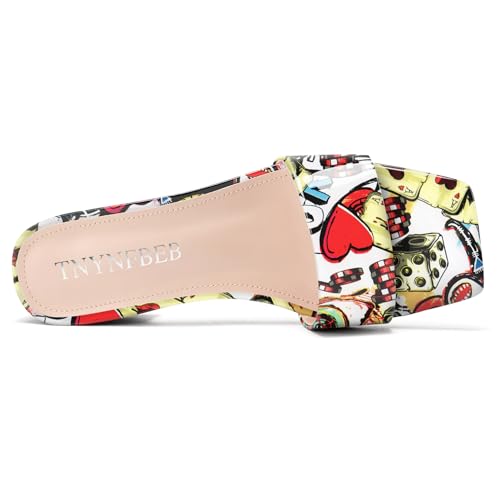 Image of TNYNFBEB Womens Chunky Block Low Heel Open Square Toe Sandals Mules Shoes Slip-on Prom Party Dress Patent Leather 1.4 Inches Heels