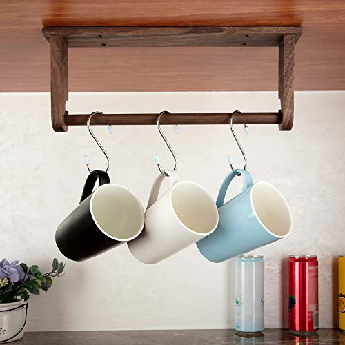 Wood-Paper-Towel-Holder-Under-Cabinet-Kitchen-Handmade - Wall Mounted/Adhesive No Drill Sturdy Roll Hanging Organizer, Horizontal Papertowel Dispenser Easytear, Handcraft Decor Gift Real Woodwork Home #TOP3