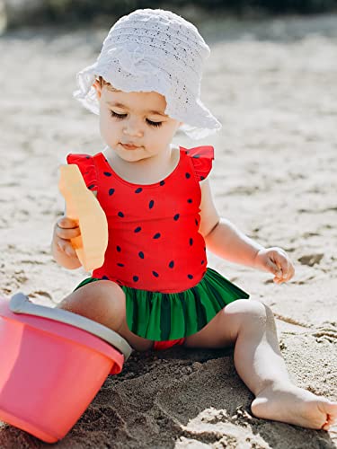 Image of Vieille Toddler Little Girls One Piece Swimsuits Ruffles Bathing Suits Mermaid Dinosaur Swimwear 2-7T