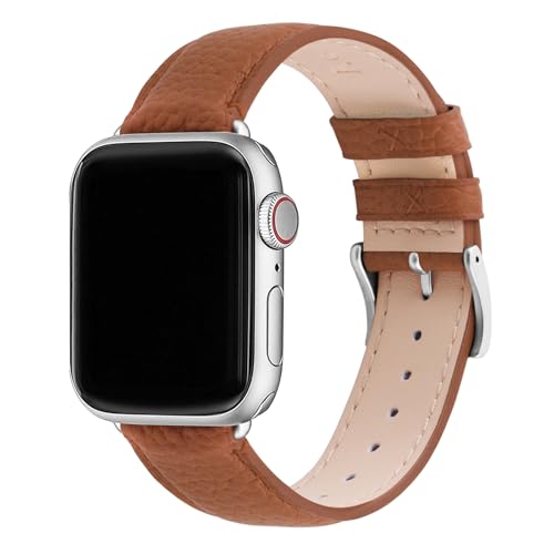 Ya en manzanajugosa.com: Fullmosa Correa para Apple Watch, Correas de Cuero Genuino Compatible con Apple Watch SE Series 8 Series 7/6/5/4/3/2/1/Se/Se2, Marrón + hebilla de Plata,42mm/44mm/45mm