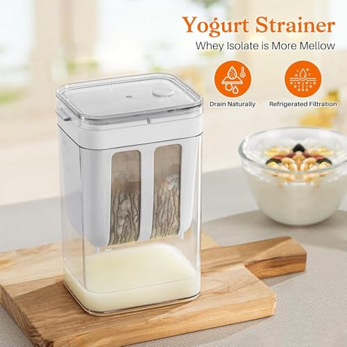 Image of Storescent Greek Yogurt & Hung Curd Maker -1100ml Fine Mesh Strainer with Lid, Curd Strainer Box for Homemade Yogurt, Cheese & More | Home & Kitchen Essential