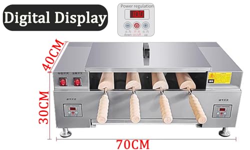 Generisch Piecyk kominkowy, 3000 W, grill komercyjny z 4 rolkami i cyfrowym wyświetlaczem do gofrów i bułek (wyświetlacz cyfrowy)