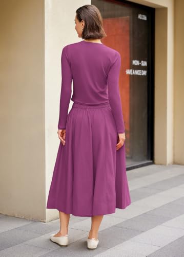 Image of Panadila Womens 2 Piece Lounge Sets Matching Vacation Outfits Ribbed Button Down Cardigan and Elastic Waist Skirt Sets