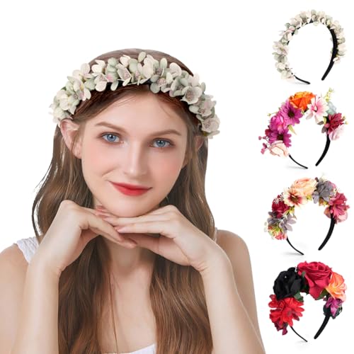 LOPHE Diadema tiara de rosas para novia, dama de honor, corona de...