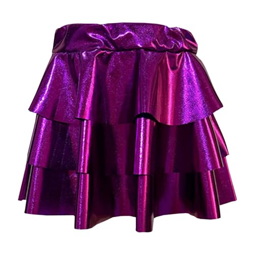 2026 Disfraces de Carnaval Vestido de Baile Infantil Dorado Brillante Multicapa Falda Tutú Plisada Falda Corta de Rendimiento Puff, morado, M
