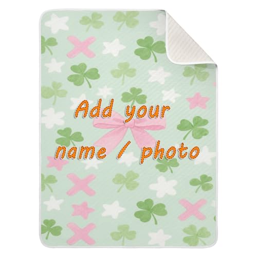 Custom Mint Green Clover Small Blankets Soft personalizadas para Dog Baby Blanket for Newborns, Infants, & Toddlers 30x40in Manta personalizada para