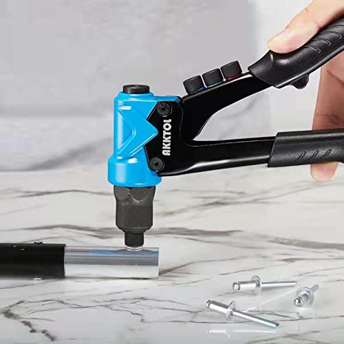AKKTOL Rivet Gun with 200Pcs Rivets, Pop Rivet Gun with 4