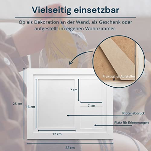 Amari ® Pfotenabdruck Set – Abdruckset für Tiere mit Buchstaben, Zahlen und Bilderrahmen – Pfotenabdruck Set Hunde Pfotenabdruck Set Katze Geschenk für Hundebesitzer Erinnerung Hund Bilderrahmen