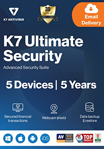 Image of K7 Ultimate Security Antivirus Software 2026 | 5 Devices ,5Year| Threat Protection, Internet Security, Mobile Protection| Windows laptop, PC, Mac, Phones, Tablets| 24hr Email Delivery-No CD
