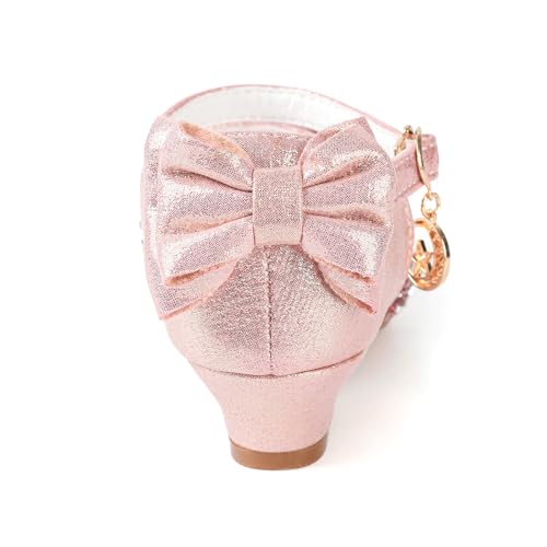 ChuLian Girls Sandals Little Kids Glitter Bow Dress Shoes Crystal Low Heel Sequins Princess Sandals Toddler Flower Wedding Party Shoes2