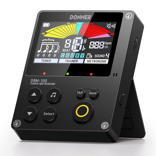 Donner Metronom Stimmgerät, 3 in 1 Digitales Metronom Stimmgerät Tongenerator Wiederaufladbar für Gitarre Bass Ukulele Violine Saxophon Trompete Klarinette Flöte, Rhythmus-Trainer-Modus, DBM-100
