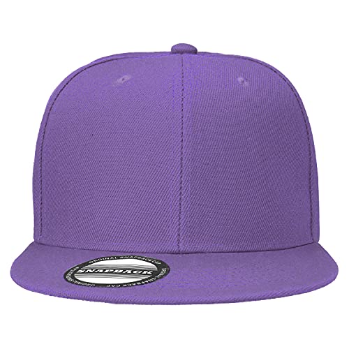 Image of Classic Snapback Hat Cap Hip Hop Style Flat Bill Blank Solid Color Adjustable Size