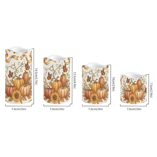 Image of Christmas Flameless Candles with Remote Set of 4 | Xmas Bow Ribbon Flameless Candle Set with Timer, Battery Operated, Fake Candles for Kitchen Room, Home Decor