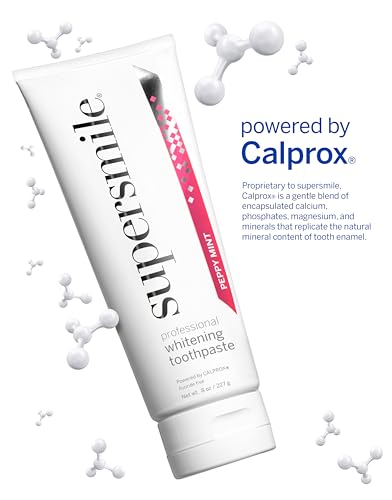 Image of Supersmile Peppy Mint Whitening Toothpaste, Fluoride-Free, 8 Oz | Calprox Powered, Whitens 5.5 Shades in 7 Days, Candy Cane Flavor Without the Sugar, Veneer Safe, SLS-Free