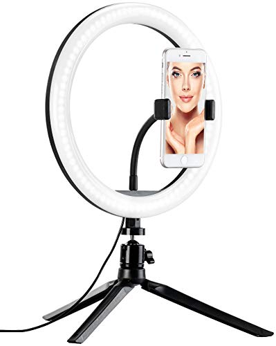 Somikon Ringlicht Handy: Profi LED-Ringlicht, Ø 10" / 26 cm, Fernauslöser & Smartphone-Halter (Handystativ mit Ringleuchte, Lichtring, Influencer) – Bild 4