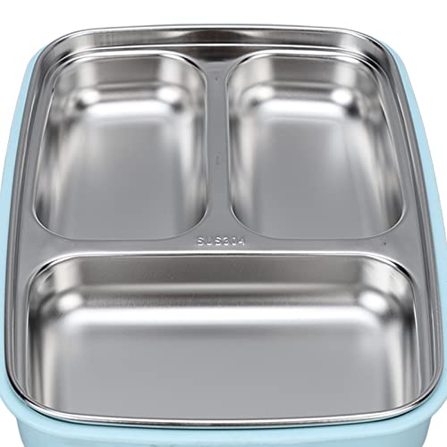 Lonchera térmica SIXRUN de acero inoxidable con 3 compartimentos para el almuerzo escolar 5