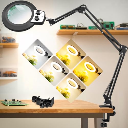 KMDES 12X Magnifying Glass with Light, Ultra Long 3 Section